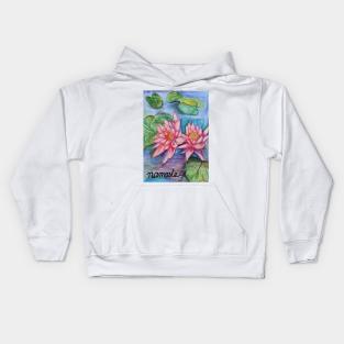 Namaste lotus flower in watercolors Kids Hoodie